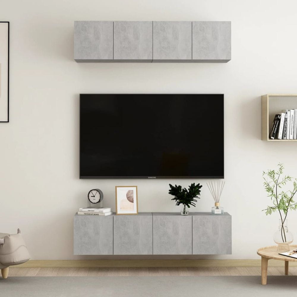 Vidaxl TV skrinky 4 ks betónovo-sivé 60x30x30 cm drevotrieska